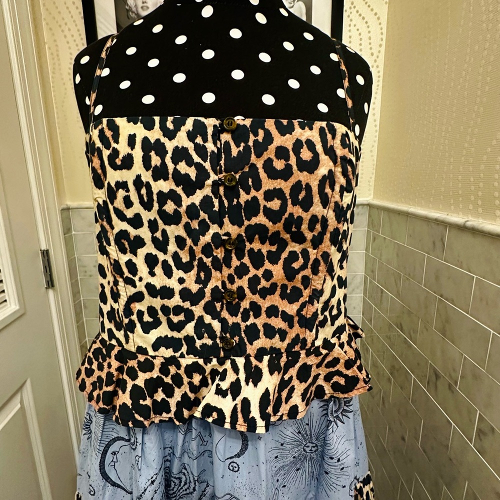 Ganni Leopard & Sky-Print Tiered Maxi Dress - Picture 2 of 4